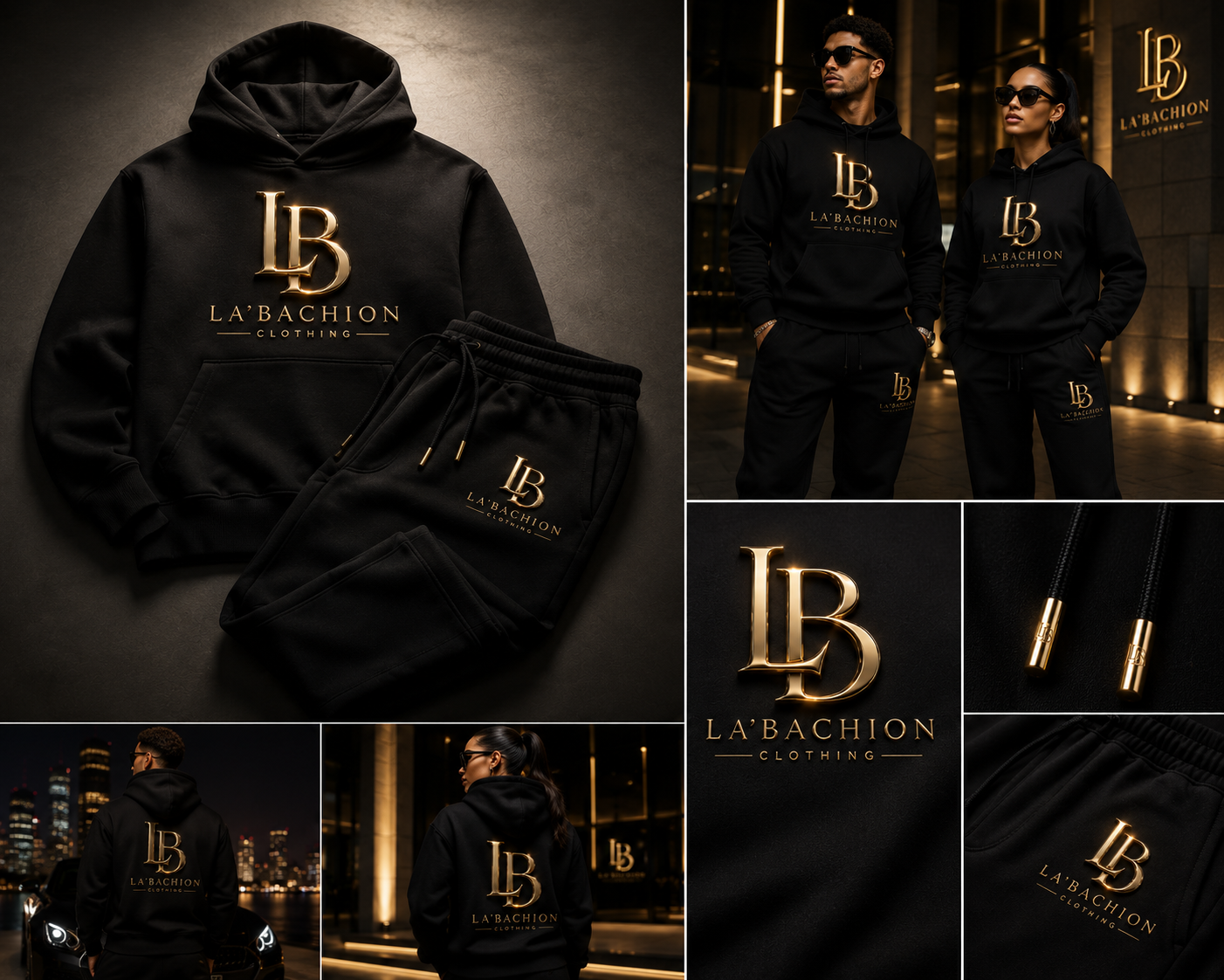 La’Bachion Signature Unisex Jogger Set – Midnight Gold