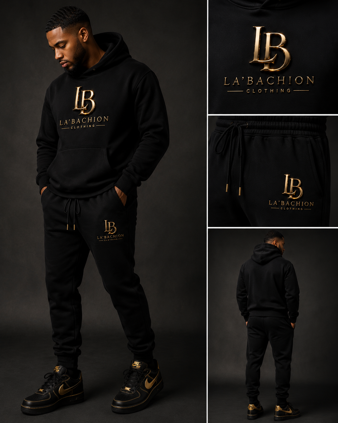 La’Bachion Signature Unisex Jogger Set – Midnight Gold